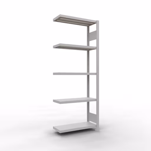 Abbildung Nr 9 des Artikels Anbauregal, Fachbodenregal Stecksystem MULTIplus250, 2000 x 750 x 300 mm (HxBxT), 5 Fachböden, Längenriegel, RAL 7035 lichtgrau aus der Produktgruppe Stecksystem von der Marke Schulte Lagertechnik