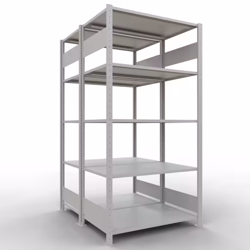 Grundregal, Doppelregal, Fachbodenregal Stecksystem MULTIplus150, 2000 x 1000 x (2x600) mm (HxBxT), 2x5 Fachböden, Längenriegel, RAL 7035 lichtgrau von der Marke Schulte Lagertechnik Grundregal, Doppelregal, Fachbodenregal Stecksystem MULTIplus150, 2000 x 1000 x (2x600) mm (HxBxT), 2x5 Fachböden, Längenriegel, RAL 7035 lichtgrau aus der Kategorie Doppelregale mit der Artikelnummer 33160