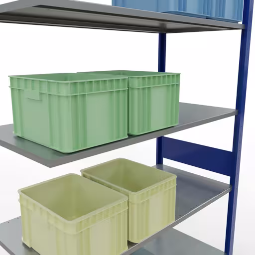 Anbauregal, Fachbodenregal Stecksystem MULTIplus150, 3000 x 1300 x 600 mm (HxBxT), 7 Fachböden, Längenriegel, RAL 5010 enzianblau/verzinkt mit der GTIN 4004514281166 Anbauregal, Fachbodenregal Stecksystem MULTIplus150, 3000 x 1300 x 600 mm (HxBxT), 7 Fachböden, Längenriegel, RAL 5010 enzianblau/verzinkt von Schulte Lagertechnik mit der Artikelnr. 12767-130-LR-B