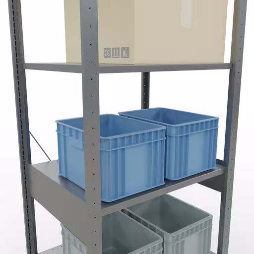 Produktbild Nr.13 des Artikels Grundregal, Fachbodenregal Stecksystem MULTIplus150, 2500 x 750 x 600 mm (HxBxT), 6 Fachböden, Kreuzstrebe, verzinkt aus der Produktreihe Stecksystem von der Marke Schulte Lagertechnik