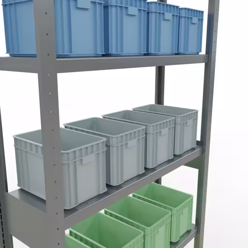 Abbildung Nr 14 des Artikels Grundregal, Fachbodenregal Stecksystem MULTIplus330, 2500 x 1000 x 300 mm (HxBxT), 6 Fachböden, Längenriegel, verzinkt aus der Produktgruppe Stecksystem von der Marke Schulte Lagertechnik