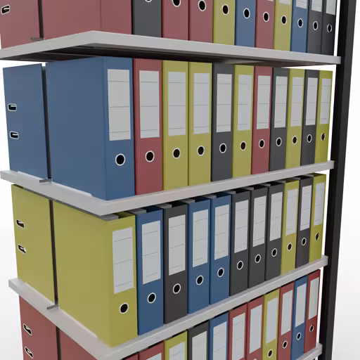 Abbildung Nr 11 des Artikels Anbauregal, Büro-Fachbodenregal Stecksystem MULTIplus150, 2300 x 1000 x 600 mm (HxBxT), 7 Fachböden, Längenriegel, mit Mittelanschlag, schwarz/lichtgrau aus der Produktgruppe Büroregale von der Marke Schulte Lagertechnik