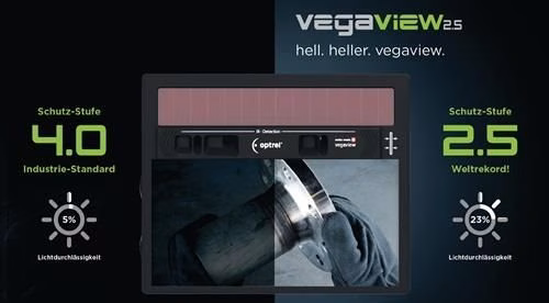 Schweißerschutzhelm Vegaview 2.5 schwarz 90x110 mm DIN 8-12 Karton OPTREL