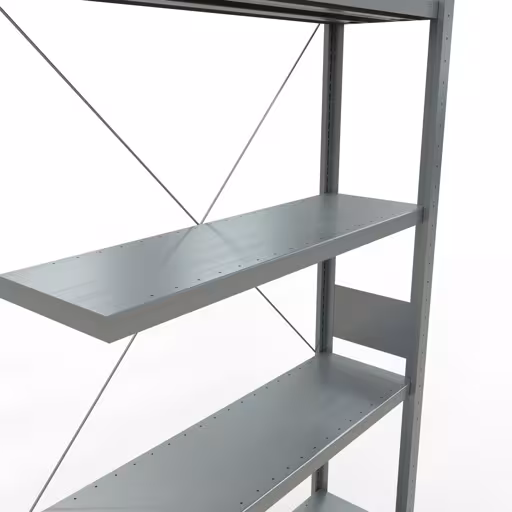 Produktbild Nr 12 des Artikels Anbauregal, Fachbodenregal Stecksystem MULTIplus330, 3000 x 1000 x 300 mm (HxBxT), 7 Fachböden, Kreuzstrebe, verzinkt Abbildung Nr 12 des Artikels Anbauregal, Fachbodenregal Stecksystem MULTIplus330, 3000 x 1000 x 300 mm (HxBxT), 7 Fachböden, Kreuzstrebe, verzinkt aus der Produktgruppe Stecksystem von der Marke Schulte Lagertechnik