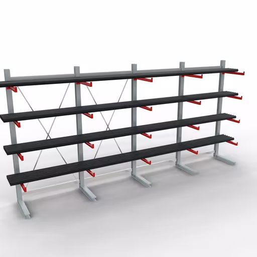 Produktbild Nr 12 des Artikels K 6000 Komplettregal, einseitig, 3000 x 6000 x 750 mm, RAL 7001 / RAL 3000, 5 Lagerebenen Abbildung Nr 12 des Artikels K 6000 Komplettregal, einseitig, 3000 x 6000 x 750 mm, RAL 7001 / RAL 3000, 5 Lagerebenen aus der Produktgruppe Kragarmregale von der Marke Schulte Lagertechnik