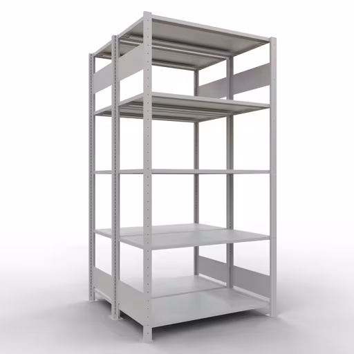 Grundregal, Doppelregal, Fachbodenregal Stecksystem MULTIplus150, 2000 x 1000 x (2x500) mm (HxBxT), 2x5 Fachböden, Längenriegel, RAL 7035 lichtgrau von der Marke Schulte Lagertechnik Grundregal, Doppelregal, Fachbodenregal Stecksystem MULTIplus150, 2000 x 1000 x (2x500) mm (HxBxT), 2x5 Fachböden, Längenriegel, RAL 7035 lichtgrau aus der Kategorie Doppelregale mit der Artikelnummer 33150