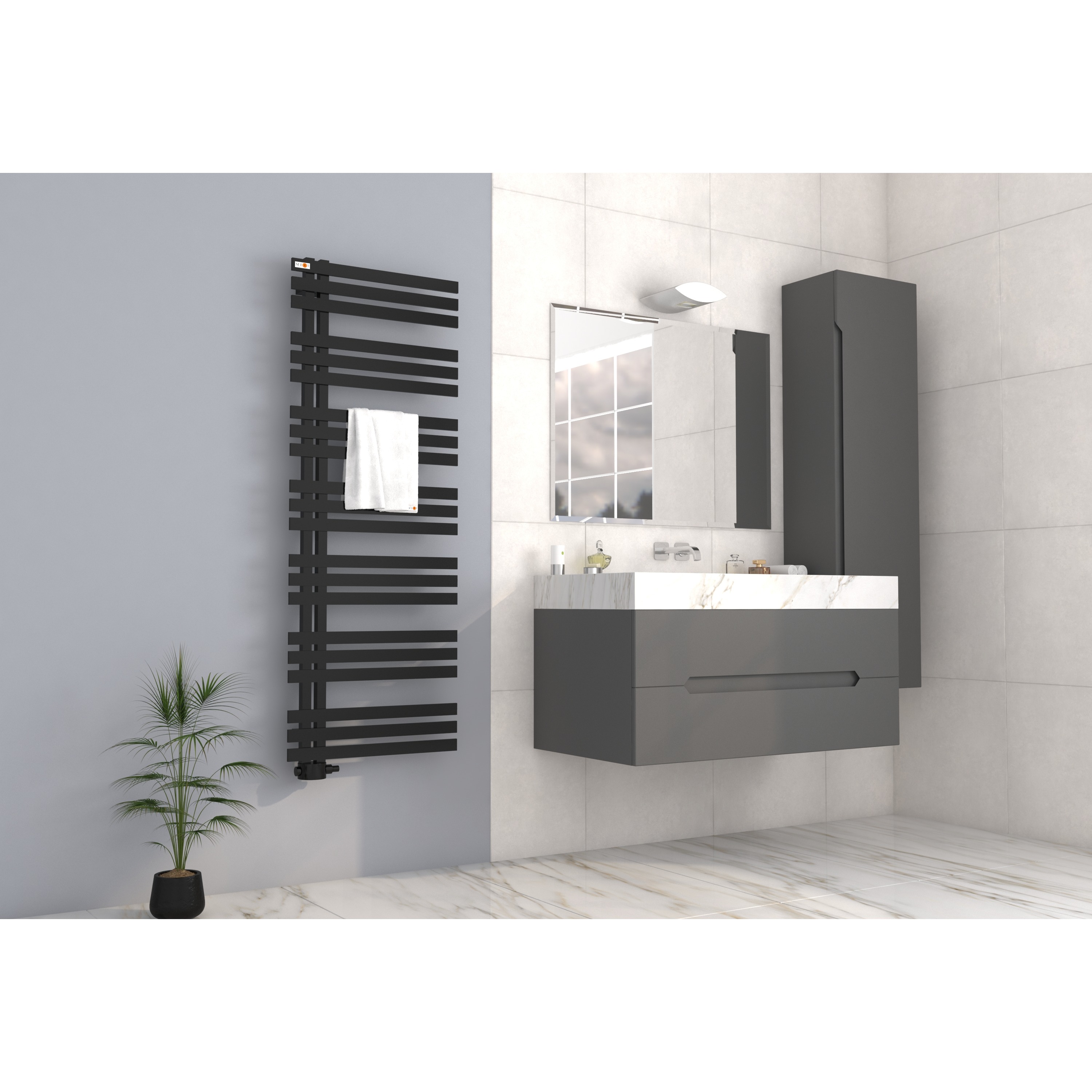 MERT Design Badheizkörper ELEN, Tiefschwarz RAL 9005 matt Struktur, 400x1000 mm