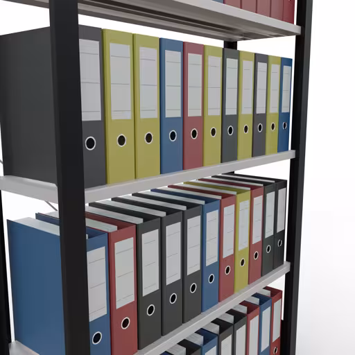 Abbildung Nr 13 des Artikels Grundregal, Büro-Fachbodenregal Stecksystem MULTIplus85, 1800 x 1000 x 300 mm (HxBxT), 5 Fachböden, Kreuzstrebe, ohne Anschlagleiste, schwarz/lichtgrau aus der Produktgruppe Büroregale von der Marke Schulte Lagertechnik