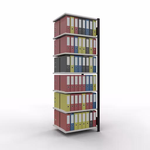 Abbildung Nr 13 des Artikels Anbauregal, Büro-Fachbodenregal Stecksystem MULTIplus150, 2300 x 750 x 600 mm (HxBxT), 7 Fachböden, Längenriegel, ohne Mittelanschlag, schwarz/lichtgrau aus der Produktgruppe Büroregale von der Marke Schulte Lagertechnik