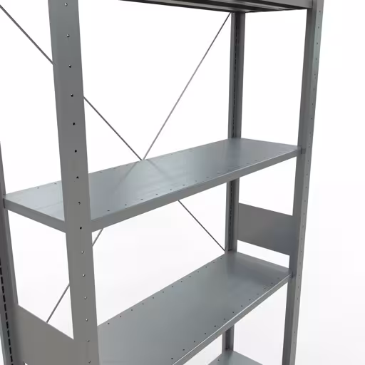 Abbildung Nr 10 des Artikels Grundregal, Fachbodenregal Stecksystem MULTIplus150, 3000 x 1000 x 300 mm (HxBxT), 7 Fachböden, Kreuzstrebe, verzinkt aus der Produktgruppe Stecksystem von der Marke Schulte Lagertechnik