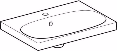 Technische Zeichnung 4051456 Waschtisch Acanto 600 x 420 mm, mit Hahnloch, mit Überlauf weiß-alpin GEBERIT