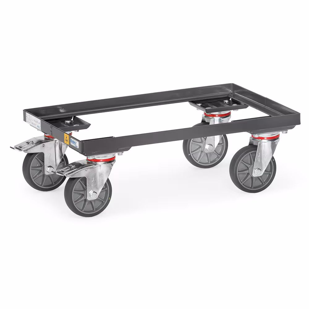 ESD-Eurokasten-Roller 93580 Elektrisch leitfähige Ausführung, Stahlrohr und Profilstahl geschweißt, pulverbeschichtet schiefergrau RAL 7015 von der Marke Fetra aus der Produktreihe Transportsysteme
