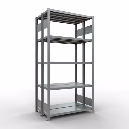 Grundregal, Doppelregal, Fachbodenregal Stecksystem MULTIplus250, 2000 x 1000 x (2x300) mm (HxBxT), 2x5 Fachböden, Längenriegel, verzinkt aus der Kategorie Doppelregale mit der Artikelnummer 17930
