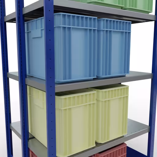 Grundregal, Doppelregal, Fachbodenregal Stecksystem MULTIplus250, 2000 x 1000 x (2x400) mm (HxBxT), 2x5 Fachböden, Längenriegel, RAL 5010 enzianblau mit der Artikelnr. 33240-B Grundregal, Doppelregal, Fachbodenregal Stecksystem MULTIplus250, 2000 x 1000 x (2x400) mm (HxBxT), 2x5 Fachböden, Längenriegel, RAL 5010 enzianblau von Schulte Lagertechnik aus der Kategorie Fachbodenregale