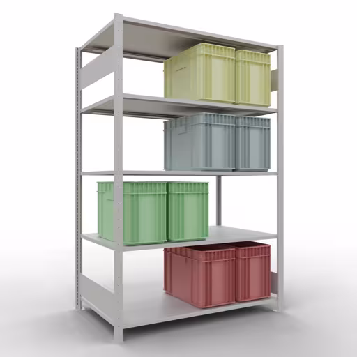 Grundregal, Fachbodenregal Stecksystem MULTIplus150, 2000 x 1300 x 800 mm (HxBxT), 5 Fachböden, Längenriegel, RAL 7035 lichtgrau aus der Kategorie Grundregal mit der GTIN 4004514293411 Grundregal, Fachbodenregal Stecksystem MULTIplus150, 2000 x 1300 x 800 mm (HxBxT), 5 Fachböden, Längenriegel, RAL 7035 lichtgrau von der Marke Schulte Lagertechnik aus der Produktreihe Stecksystem