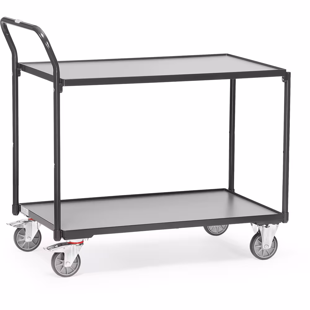 Tischwagen 2740-7016 - GREY EDITION Länge 850 mm, Breite 500 mm von der Marke Fetra Tischwagen - GREY EDITION pulverbeschichtet anthrazitgrau RAL 7016, Schraubkonstruktion. 2 Böden aus Holzwerkstoffplatte Typ Ladeflächenbreite: 500 mm aus der Kategorie Tischwagen mit der Artikelnr. 2740-7016