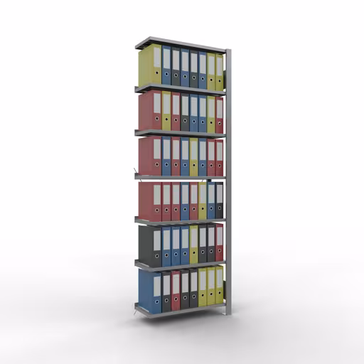 Abbildung Nr 17 des Artikels Anbauregal, Büro-Fachbodenregal Stecksystem MULTIplus85, 2300 x 750 x 300 mm (HxBxT), 7 Fachböden, Kreuzstrebe, verzinkt, mit Anschlagleiste aus der Produktgruppe Büroregale von der Marke Schulte Lagertechnik
