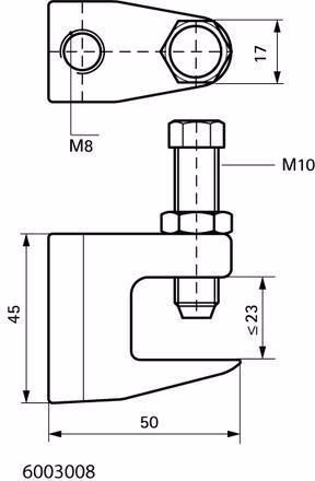 Technische Zeichnung 4030259 Trägerklammer Typ C mit VDS-Approbation M 8, 8/23 mm WALRAVEN