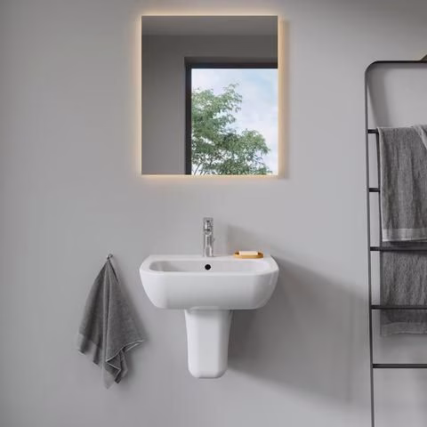 Waschtisch D-Code 550x430mm weiß 1 Hahnloch, mit Überlauf DURAVIT