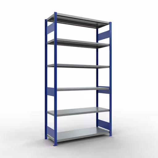 Abbildung Nr 12 des Artikels Grundregal, Fachbodenregal Stecksystem MULTIplus250, 2500 x 1300 x 500 mm (HxBxT), 6 Fachböden, Längenriegel, RAL 5010 enzianblau/verzinkt aus der Produktgruppe Stecksystem von der Marke Schulte Lagertechnik