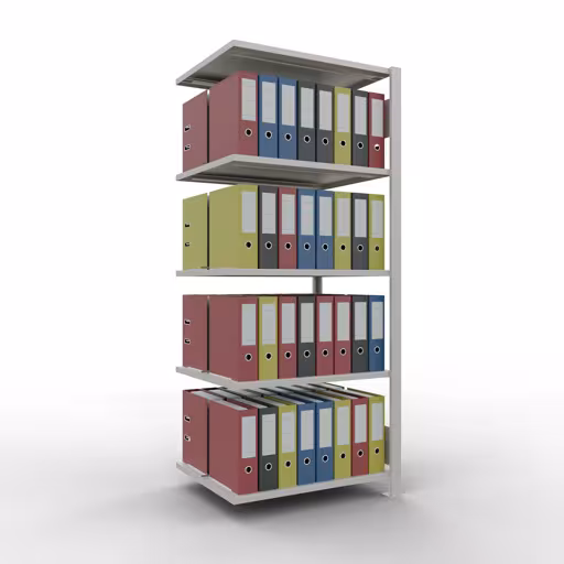 Abbildung Nr 11 des Artikels Anbauregal, Büro-Fachbodenregal Stecksystem MULTIplus150, 1800 x 750 x 600 mm (HxBxT), 5 Fachböden, Längenriegel, mit Mittelanschlag, lichtgrau aus der Produktgruppe Büroregale von der Marke Schulte Lagertechnik