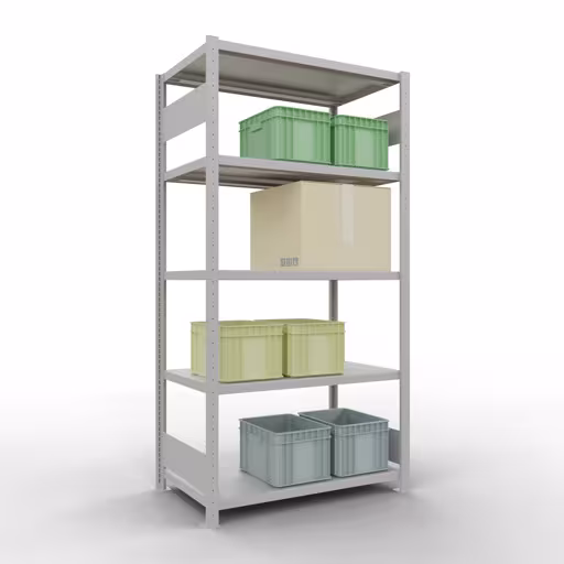 Abbildung Nr 15 des Artikels Grundregal, Fachbodenregal Stecksystem MULTIplus330, 2000 x 1000 x 600 mm (HxBxT), 5 Fachböden, Längenriegel, RAL 7035 lichtgrau aus der Produktgruppe Stecksystem von der Marke Schulte Lagertechnik