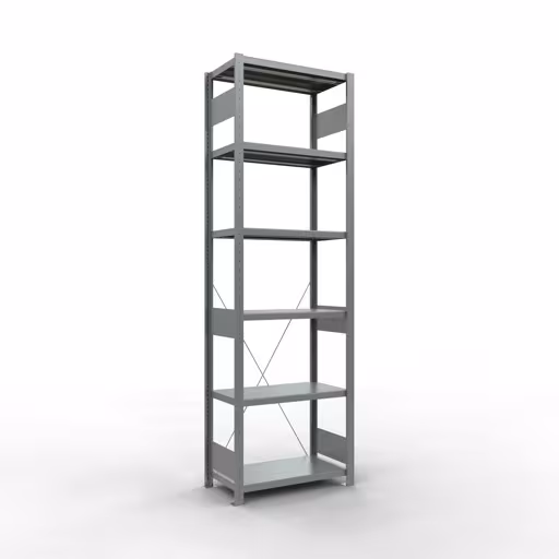 Grundregal, Fachbodenregal Stecksystem MULTIplus250, 2500 x 750 x 400 mm (HxBxT), 6 Fachböden, Kreuzstrebe, verzinkt von der Marke Schulte Lagertechnik Grundregal, Fachbodenregal Stecksystem MULTIplus250, 2500 x 750 x 400 mm (HxBxT), 6 Fachböden, Kreuzstrebe, verzinkt aus der Kategorie Grundregal mit der Artikelnummer 12941-75