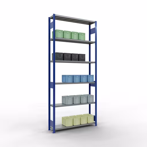 Produktbild Nr 12 des Artikels Grundregal, Fachbodenregal Stecksystem MULTIplus250, 3000 x 1300 x 300 mm (HxBxT), 7 Fachböden, Längenriegel, RAL 5010 enzianblau/verzinkt Abbildung Nr 12 des Artikels Grundregal, Fachbodenregal Stecksystem MULTIplus250, 3000 x 1300 x 300 mm (HxBxT), 7 Fachböden, Längenriegel, RAL 5010 enzianblau/verzinkt aus der Produktgruppe Stecksystem von der Marke Schulte Lagertechnik