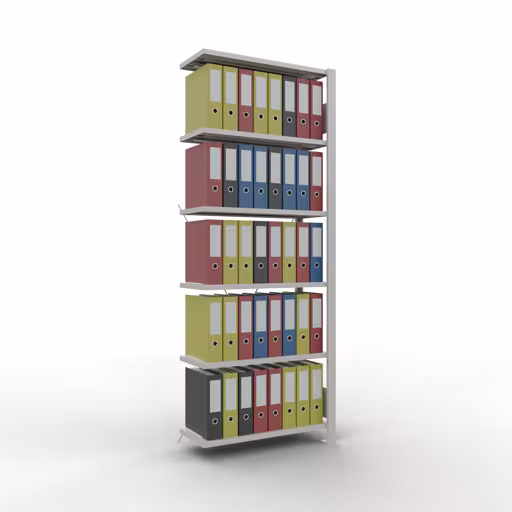 Abbildung Nr 8 des Artikels Anbauregal, Büro-Fachbodenregal Stecksystem MULTIplus85, 2000 x 750 x 300 mm (HxBxT), 6 Fachböden, Kreuzstrebe, ohne Anschlagleiste, lichtgrau aus der Produktgruppe Büroregale von der Marke Schulte Lagertechnik