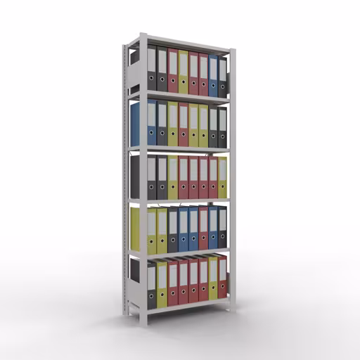 Abbildung Nr 13 des Artikels Grundregal, Büro-Fachbodenregal Stecksystem MULTIplus85, 2000 x 750 x 300 mm (HxBxT), 6 Fachböden, Kreuzstrebe, ohne Anschlagleiste, lichtgrau aus der Produktgruppe Büroregale von der Marke Schulte Lagertechnik