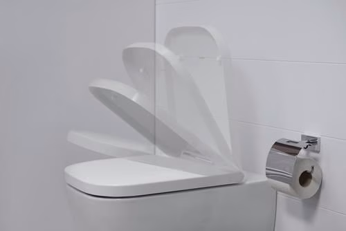 Abattant de toilettes Happy D.2 blanc avec mécanisme de fermeture amortie, charnières en acier inoxydable, DURAVIT