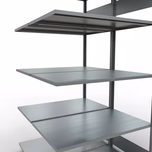 Produktbild Nr 14 des Artikels Anbauregal, Doppelregal, Fachbodenregal Stecksystem MULTIplus150, 2000 x 1000 x (2x600) mm (HxBxT), 2x5 Fachböden, Längenriegel, verzinkt Abbildung Nr 14 des Artikels Anbauregal, Doppelregal, Fachbodenregal Stecksystem MULTIplus150, 2000 x 1000 x (2x600) mm (HxBxT), 2x5 Fachböden, Längenriegel, verzinkt aus der Produktgruppe Fachbodenregale von der Marke Schulte Lagertechnik