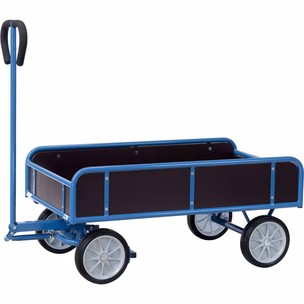 Handwagen Bordwände aus Stahlrohr geschweißt, pulverbeschichtet brillantblau RAL 5007 Typ Bereifung: Vollgummi aus der Kategorie Handwagen/Pritschenwagen mit der Artikelnr. 4124V