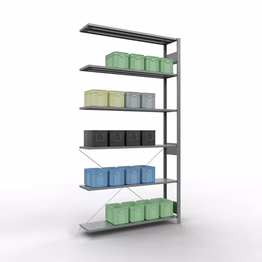 Stecksystem Anbauregal 2500x1300x300 mm, Typ 150 kg, verzinkt mit der Artikelnr. 12736-130 Stecksystem Anbauregal 2500x1300x300 mm, Typ 150 kg, verzinkt von Schulte Lagertechnik aus der Kategorie Stecksystem