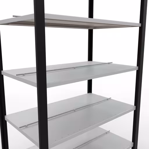 Abbildung Nr 14 des Artikels Grundregal, Büro-Fachbodenregal Stecksystem MULTIplus150, 2300 x 1000 x 600 mm (HxBxT), 7 Fachböden, Längenriegel, mit Mittelanschlag, schwarz/lichtgrau aus der Produktgruppe Büroregale von der Marke Schulte Lagertechnik