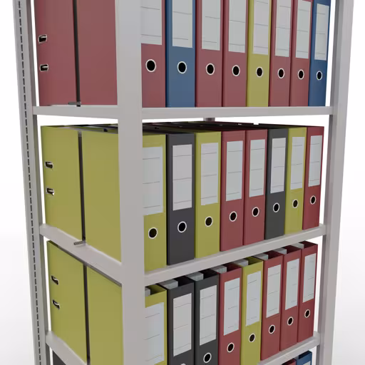 Abbildung Nr 11 des Artikels Grundregal, Büro-Fachbodenregal Stecksystem MULTIplus150, 2000 x 750 x 600 mm (HxBxT), 6 Fachböden, Längenriegel, mit Mittelanschlag, lichtgrau aus der Produktgruppe Büroregale von der Marke Schulte Lagertechnik