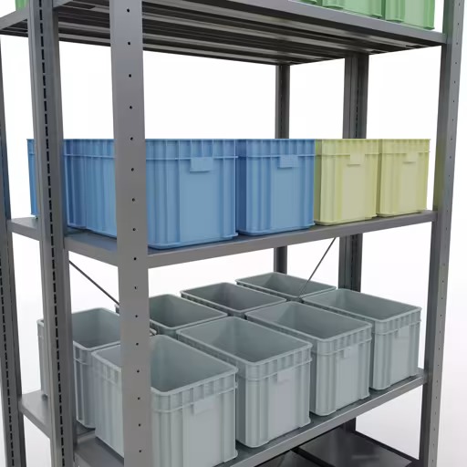 Produktbild Nr 13 des Artikels Grundregal, Doppelregal, Fachbodenregal Stecksystem MULTIplus150, 2000 x 1000 x (2x300) mm (HxBxT), 2x5 Fachböden, Kreuzstrebe, verzinkt Abbildung Nr 13 des Artikels Grundregal, Doppelregal, Fachbodenregal Stecksystem MULTIplus150, 2000 x 1000 x (2x300) mm (HxBxT), 2x5 Fachböden, Kreuzstrebe, verzinkt aus der Produktgruppe Fachbodenregale von der Marke Schulte Lagertechnik