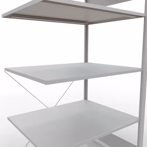 Produktbild Nr 12 des Artikels Anbauregal, Fachbodenregal Stecksystem MULTIplus150, 2000 x 1000 x 800 mm (HxBxT), 5 Fachböden, Kreuzstrebe, RAL 7035 lichtgrau Abbildung Nr 12 des Artikels Anbauregal, Fachbodenregal Stecksystem MULTIplus150, 2000 x 1000 x 800 mm (HxBxT), 5 Fachböden, Kreuzstrebe, RAL 7035 lichtgrau aus der Produktgruppe Stecksystem von der Marke Schulte Lagertechnik