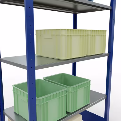 Produktbild Nr 14 des Artikels Grundregal, Fachbodenregal Stecksystem MULTIplus85, 2000 x 1000 x 500 mm (HxBxT), 5 Fachböden, Längenriegel, RAL 5010 enzianblau Abbildung Nr 14 des Artikels Grundregal, Fachbodenregal Stecksystem MULTIplus85, 2000 x 1000 x 500 mm (HxBxT), 5 Fachböden, Längenriegel, RAL 5010 enzianblau aus der Produktgruppe Stecksystem von der Marke Schulte Lagertechnik