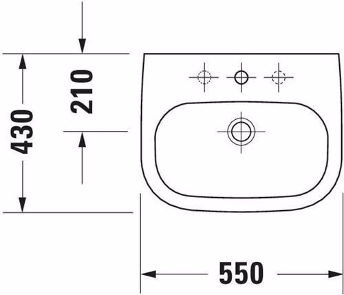 Waschtisch D-Code 550x430mm weiß 1 Hahnloch, mit Überlauf DURAVIT
