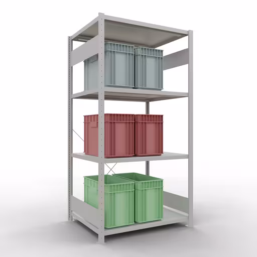 Abbildung Nr 8 des Artikels Grundregal, Fachbodenregal Stecksystem MULTIplus330, 2000 x 1000 x 800 mm (HxBxT), 5 Fachböden, Kreuzstrebe, RAL 7035 lichtgrau aus der Produktgruppe Stecksystem von der Marke Schulte Lagertechnik