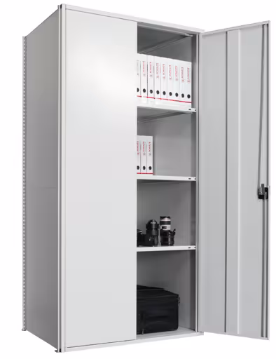 Flügeltürschrank, Grundregal 2000 x 1000 x 500 mm, RAL 7035 lichtgrau/verzinkt, 5 MULTIplus150-Fachböden, Seitenwände, Rückwand, 1 Stück Flügeltür von der Marke Schulte Lagertechnik Flügeltürschrank, Grundregal 2000 x 1000 x 500 mm, RAL 7035 lichtgrau/verzinkt, 5 MULTIplus150-Fachböden, Seitenwände, Rückwand, 1 Stück Flügeltür aus der Kategorie Grundregal mit der Artikelnummer 12750-M6