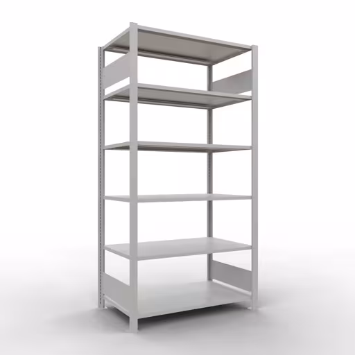 Grundregal, Büro-Fachbodenregal Stecksystem MULTIplus150, 2000 x 1000 x 600 mm (HxBxT), 6 Fachböden, Längenriegel, ohne Mittelanschlag, lichtgrau aus der Kategorie Stecksystem mit der Artikelnummer 36061