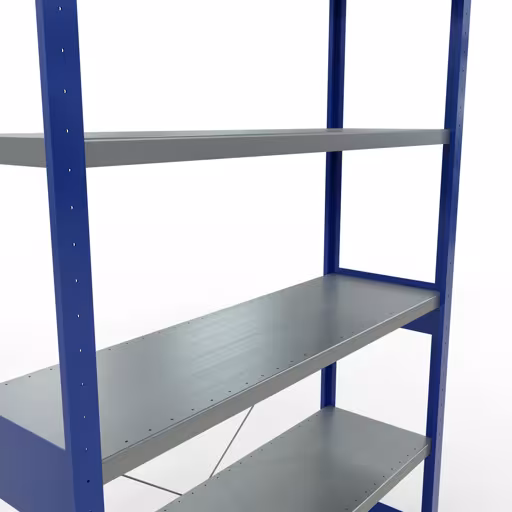 Grundregal, Fachbodenregal Stecksystem MULTIplus250, 2500 x 1300 x 400 mm (HxBxT), 6 Fachböden, Kreuzstrebe, RAL 5010 enzianblau/verzinkt von Schulte Lagertechnik aus der Kategorie Stecksystem