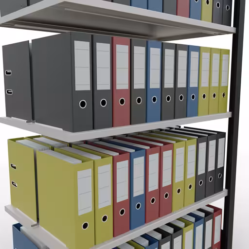 Anbauregal, Büro-Fachbodenregal Stecksystem MULTIplus150, 1800 x 1000 x 600 mm (HxBxT), 5 Fachböden, Längenriegel, mit Mittelanschlag, schwarz/lichtgrau von der Marke Schulte Lagertechnik aus der Produktreihe Büroregale