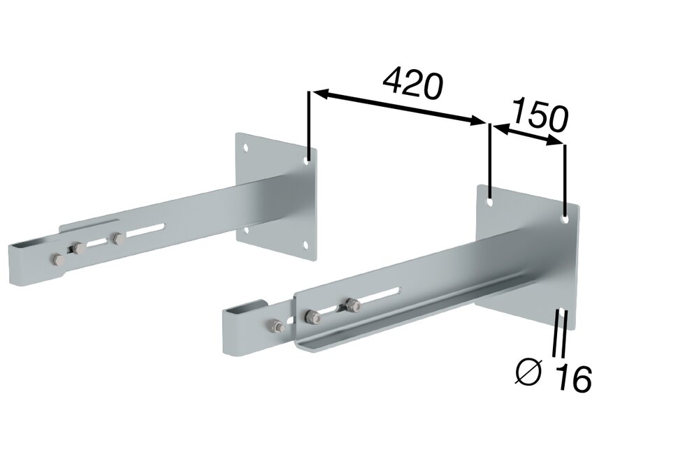 Munk Sonderwandhalter, starr 500-600mm, Stahl-verzinkt