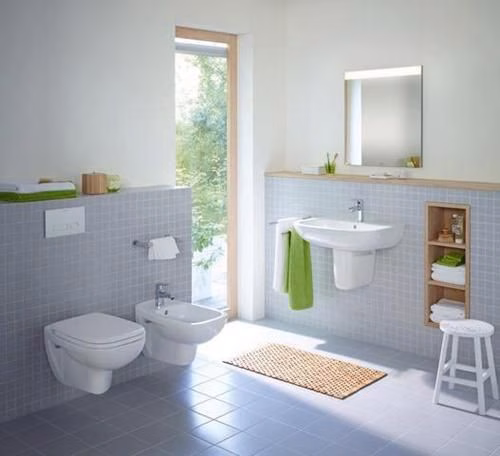 Detailbild 4043039 Duravit Wand-WC-Set D-Code, rimless, Tiefspüler, weiß, inklusive WC-Sitz mit Absenkautomatik
