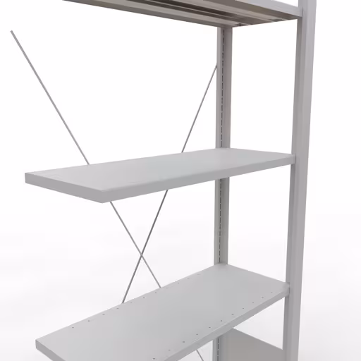Abbildung Nr 11 des Artikels Anbauregal, Büro-Fachbodenregal Stecksystem MULTIplus85, 1800 x 750 x 300 mm (HxBxT), 5 Fachböden, Kreuzstrebe, ohne Anschlagleiste, lichtgrau aus der Produktgruppe Büroregale von der Marke Schulte Lagertechnik