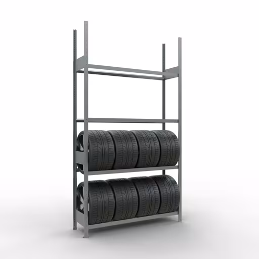 Produktbild Nr 13 des Artikels Grundregal, Räder-/Reifenregal, 2750 x 1500 x 400 mm (HxBxT), verzinkt, 4 Lagerebenen á 150 kg Fachlast pro Ebene Abbildung Nr 13 des Artikels Grundregal, Räder-/Reifenregal, 2750 x 1500 x 400 mm (HxBxT), verzinkt, 4 Lagerebenen á 150 kg Fachlast pro Ebene aus der Produktgruppe Fachbodenregale von der Marke Schulte Lagertechnik