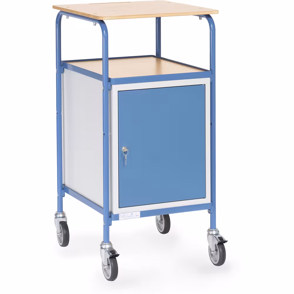 Rollpult 5835 aus Stahlrohr und Profilstahl geschweißt blau RAL 5007 aus der Kategorie Rollpulte/Rolltische mit der Artikelnummer 5835
